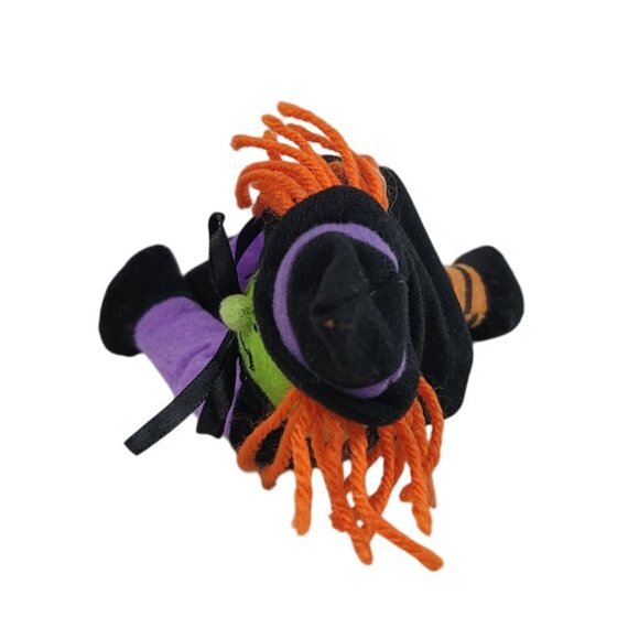 2/$15 Halloween Hanging Witch Doll Plush Purple 9.5" Hook Loop Yarn Hair Smiling - Picture 5 of 9